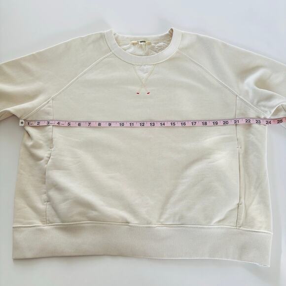 Madewell Casual Garment-Dyed Crewneck Sweatshirt Parchment Cream Pockets Medium - Picture 4 of 7